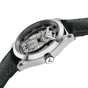 Master Mason Blue Lodge Wristwatch - Green Bezel Square & Compass G with Owl