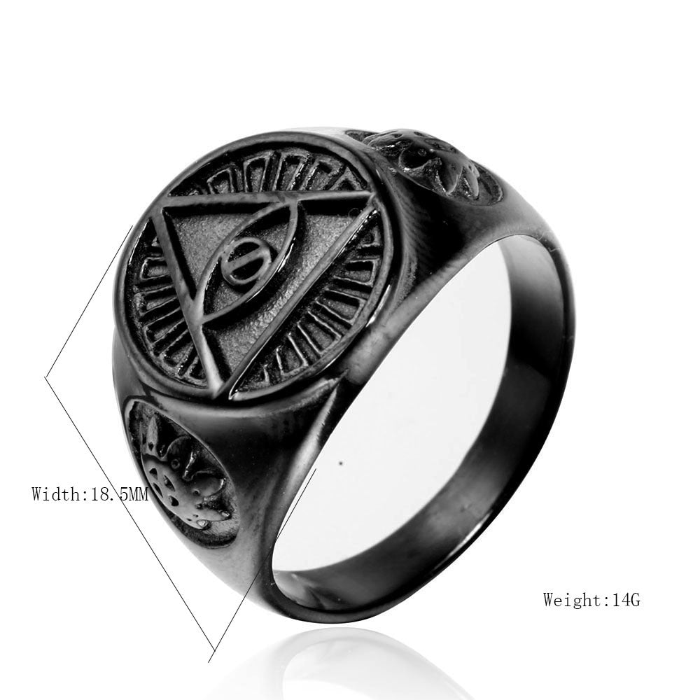 Eye Of Providence Ring - Black Plated Zinc alloy - Bricks Masons