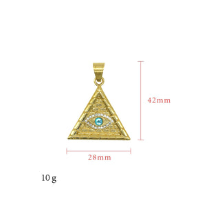 Eye Of Providence Necklace - Blue All Seeing Eye Gold Plated Pendant - Bricks Masons