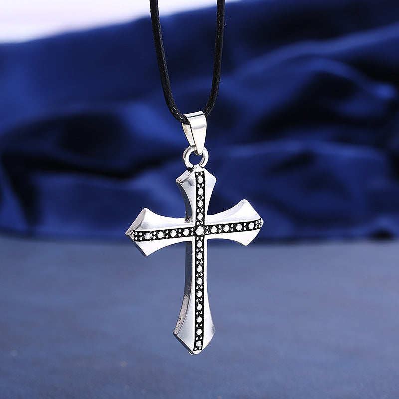 Knights Templar Commandery Necklace - Silver & Black Cross Titanium Steel - Bricks Masons