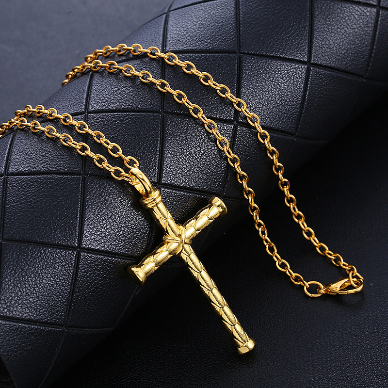 Knights Templar Commandery Necklace - Gold Titanium Steel Cross - Bricks Masons