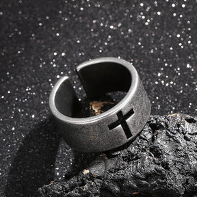 Knights Templar Commandery Ring - Silver Titanium Steel Templar Cross - Bricks Masons