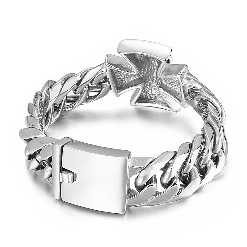 Knights Templar Commandery Bracelet - Silver Stainless Steel Skull - Bricks Masons