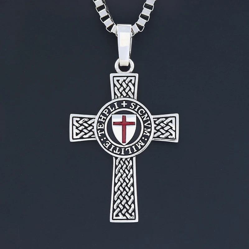 Knights Templar Necklace - Double-sided Cross Templar 925 Silver - Bricks Masons