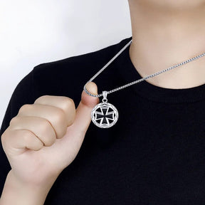 Knights Templar Commandery Necklace - Stainless Steel With Round Pendant - Bricks Masons