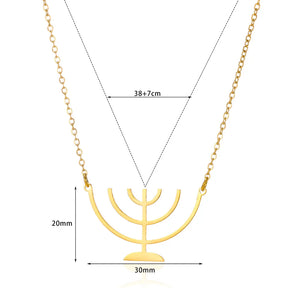 Ancient Israel Necklace - Menorah Shape Pendant - Bricks Masons