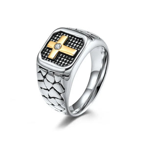 Knights Templar Commandery Ring - Punk Black Gold Color Cross Titanium steel - Bricks Masons