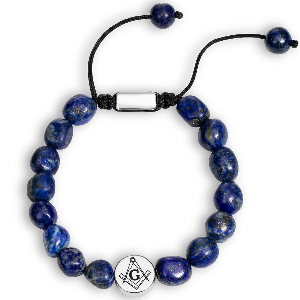 Master Mason Blue Lodge Bracelet - Stainless Steel With Natural Blue Stones - Bricks Masons