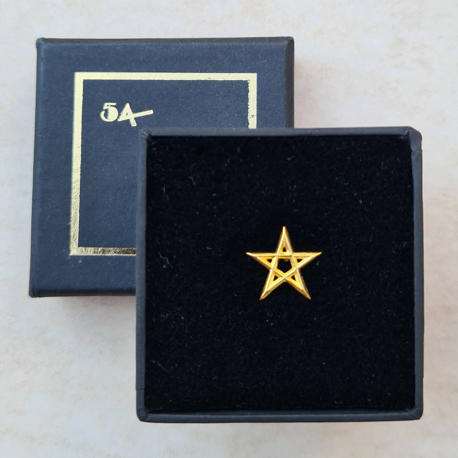Masonic Lapel Pin - 24K Gold Pentagram - Bricks Masons