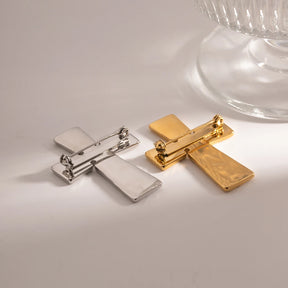 Knights Templar Commandery Brooch - Stainless Steel Gold Plated Cross - Bricks Masons