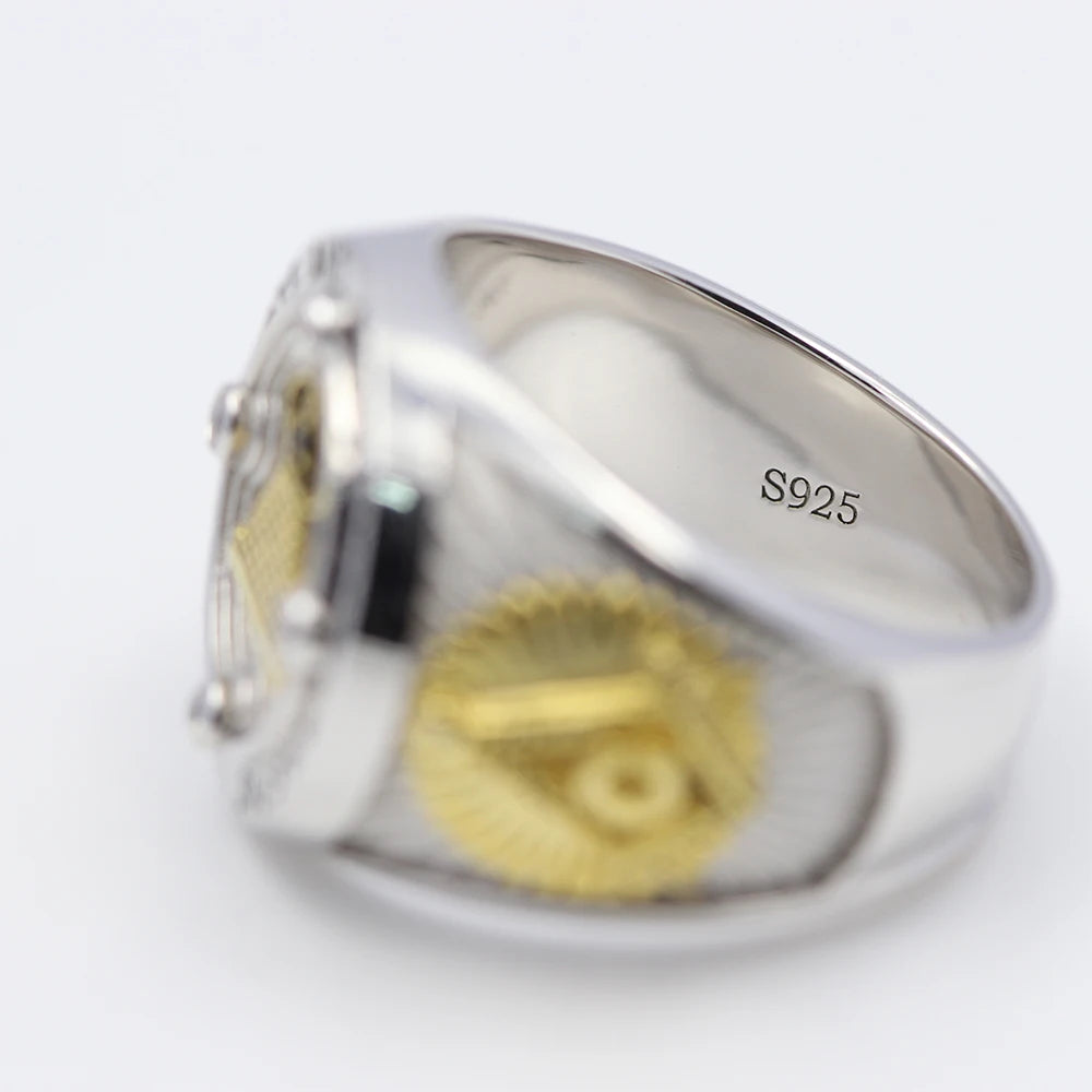 Master Mason Blue Lodge Ring - Ancient Free & Accepted Masons Sterling Silver - Bricks Masons