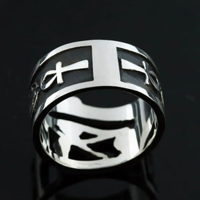 Ancient Egypt Ring - Silver Copper Eye of Horus - Bricks Masons