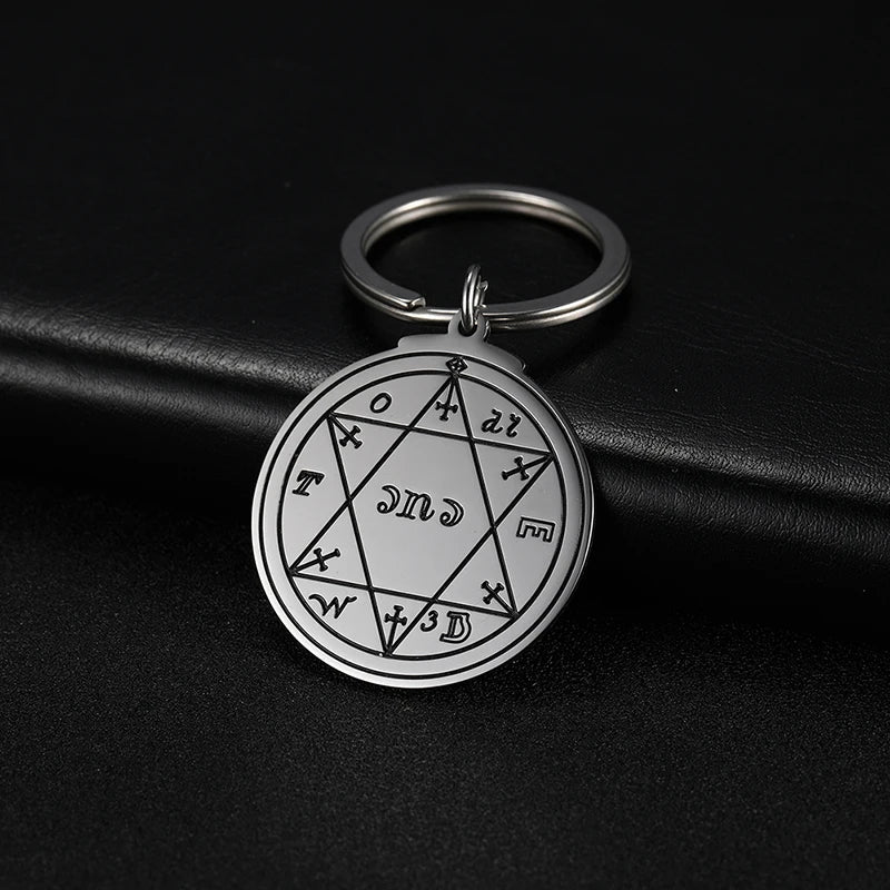 Ancient Israel Keychain - The Seal of Solomon Star of David Stainless Steel - Bricks Masons