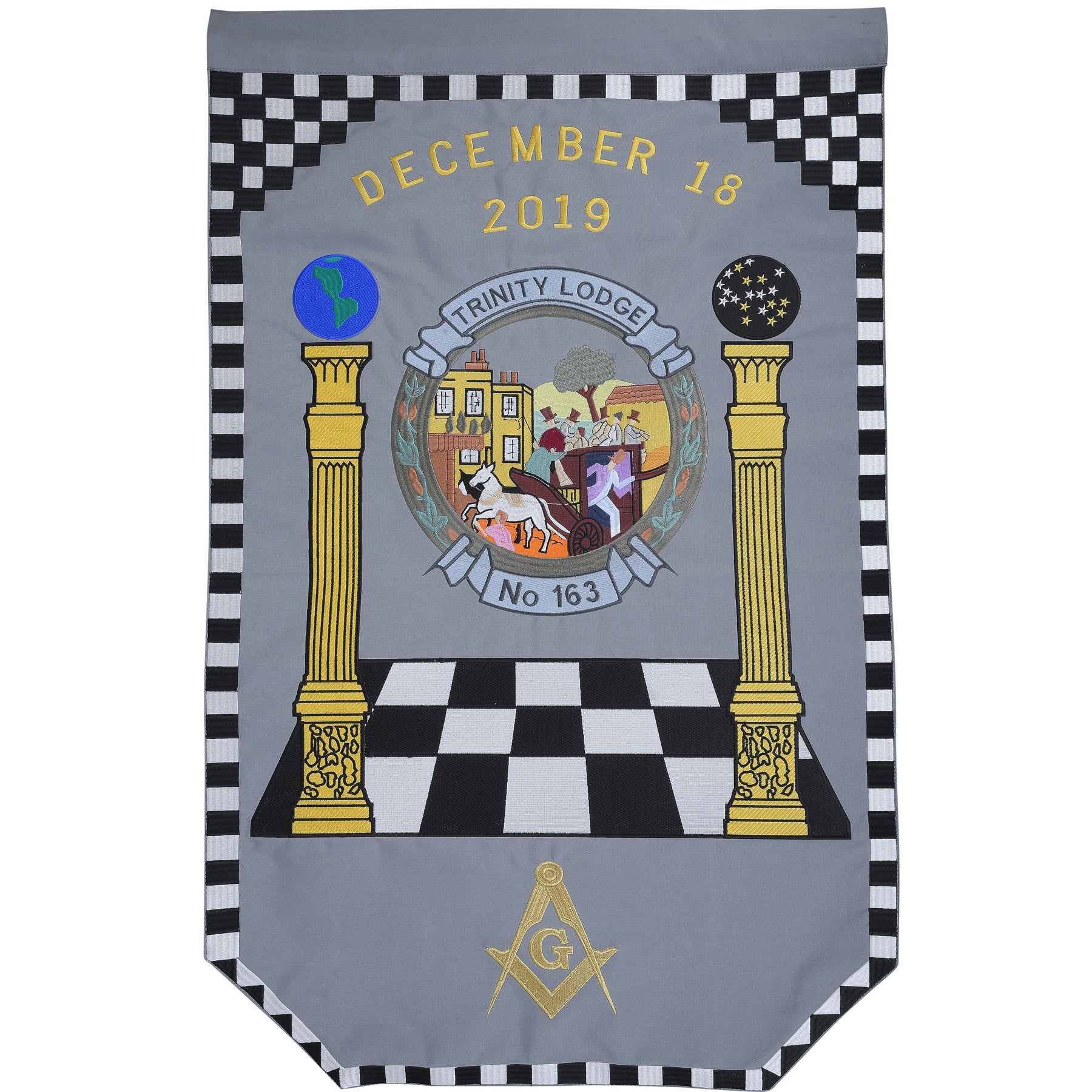 Custom Masonic Banner - Machine Embroidery Expose - Bricks Masons