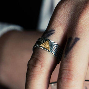 Eye Of Providence Ring - 925 Sterling Silver - Bricks Masons