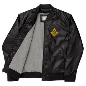 Master Mason Blue Lodge Jacket - Square and Compass G Leather Golden Embroidery