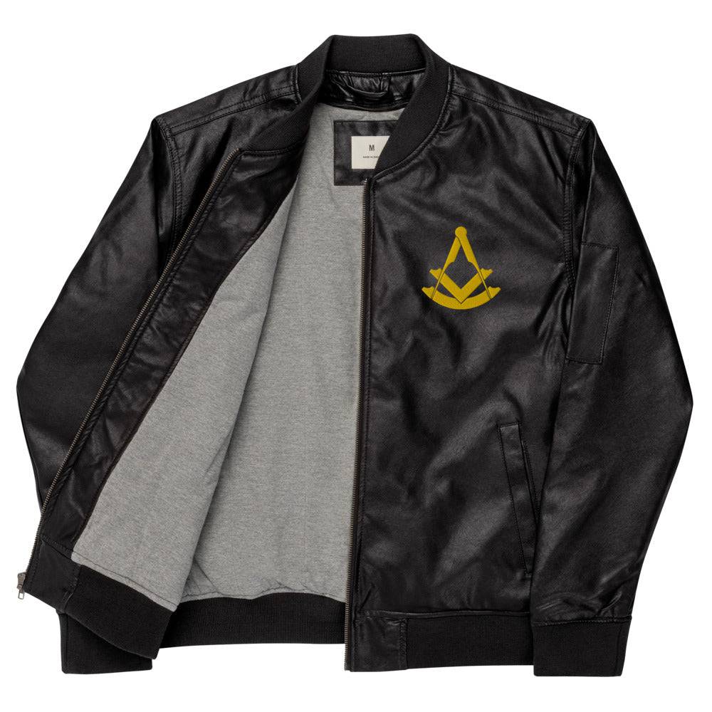 Past Master blue Lodge Jacket - Leather Golden Embroidery