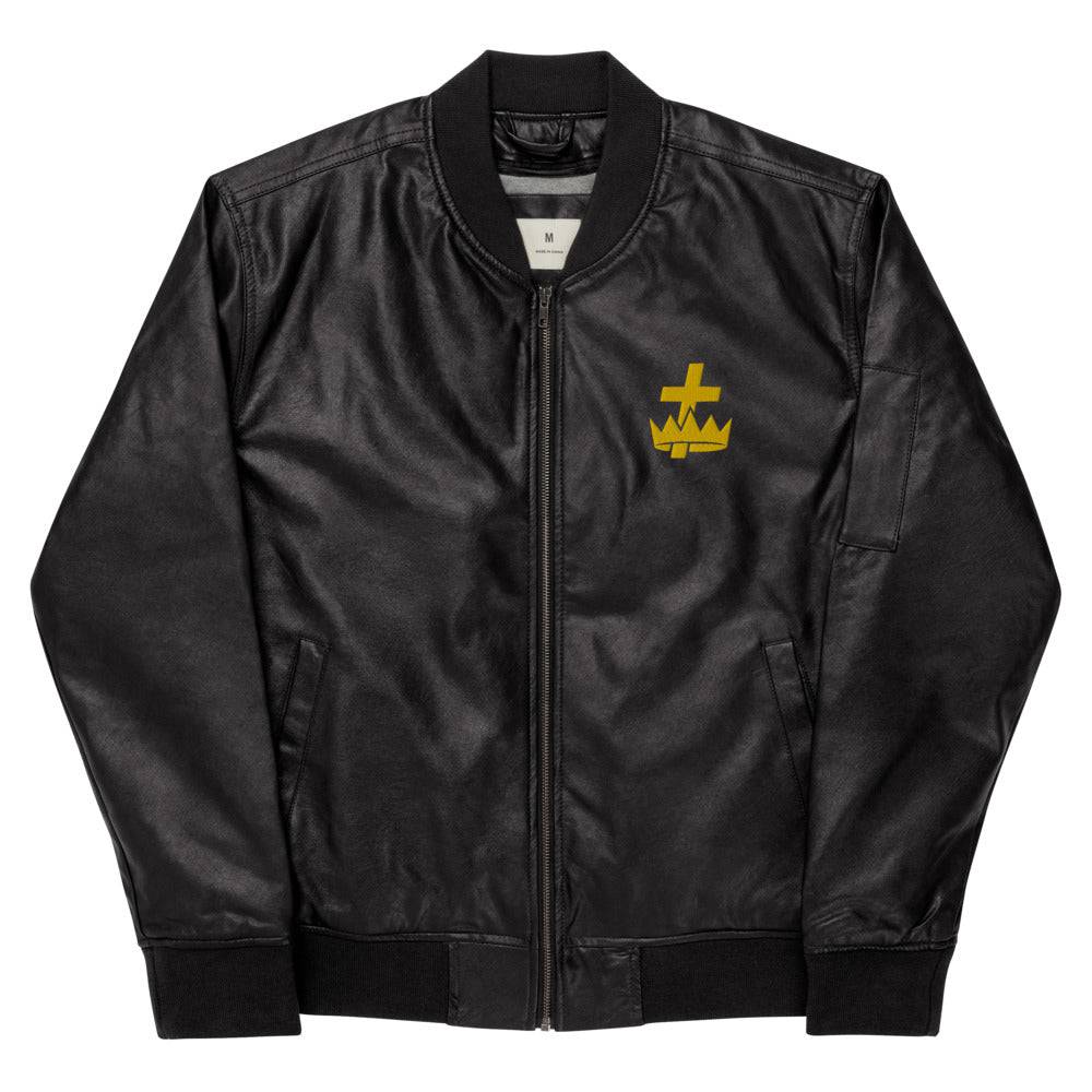 Knights Templar Commandery Jacket - Leather Golden Embroidery