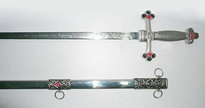Fellowcraft Blue Lodge Sword - Square Compass Officer Red Star 39.5" - Bricks Masons