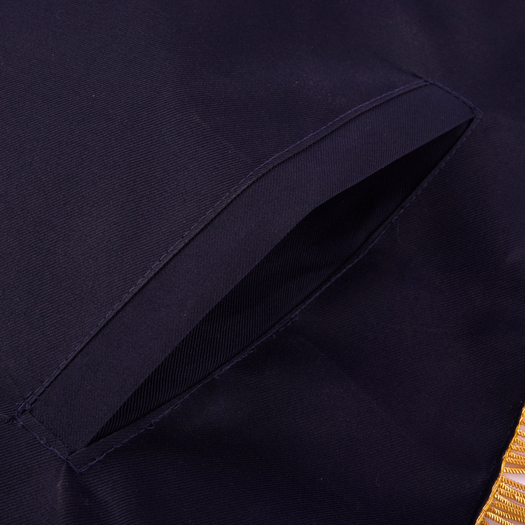 Grand Inspector Apron - Blue Velvet With Gold Hand Embroidery Bullion - Bricks Masons