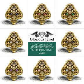 Master Mason Blue Lodge Ring - Skull Shape Various Colors & Materials - Bricks Masons