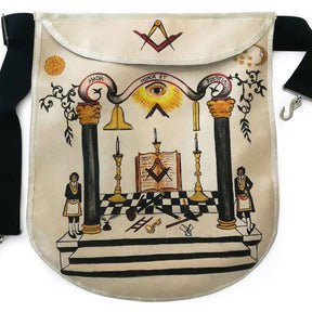 Hand-Painted Apron - 18th Century Inspired Lambskin - Bricks Masons