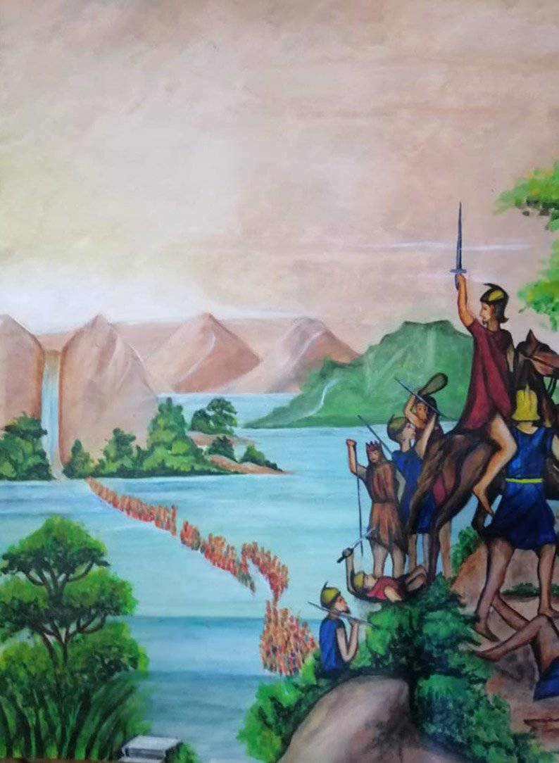 Hand-Painted Apron - A Sheaf of Corn Suspended Near a Waterfall 24"x18" Poster - Bricks Masons