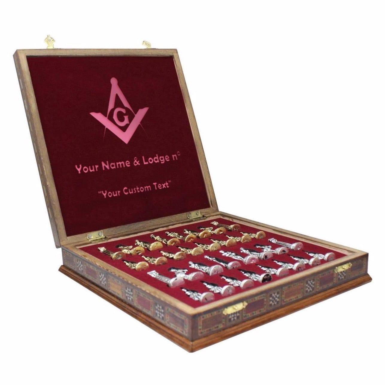 Master Mason Blue Lodge Chess Set - Hand Workmanship Patterns