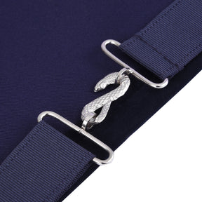Historian Blue Lodge Officer Apron - Kenton Lodge Navy Velvet With Silver Embroidery Thread - Bricks Masons