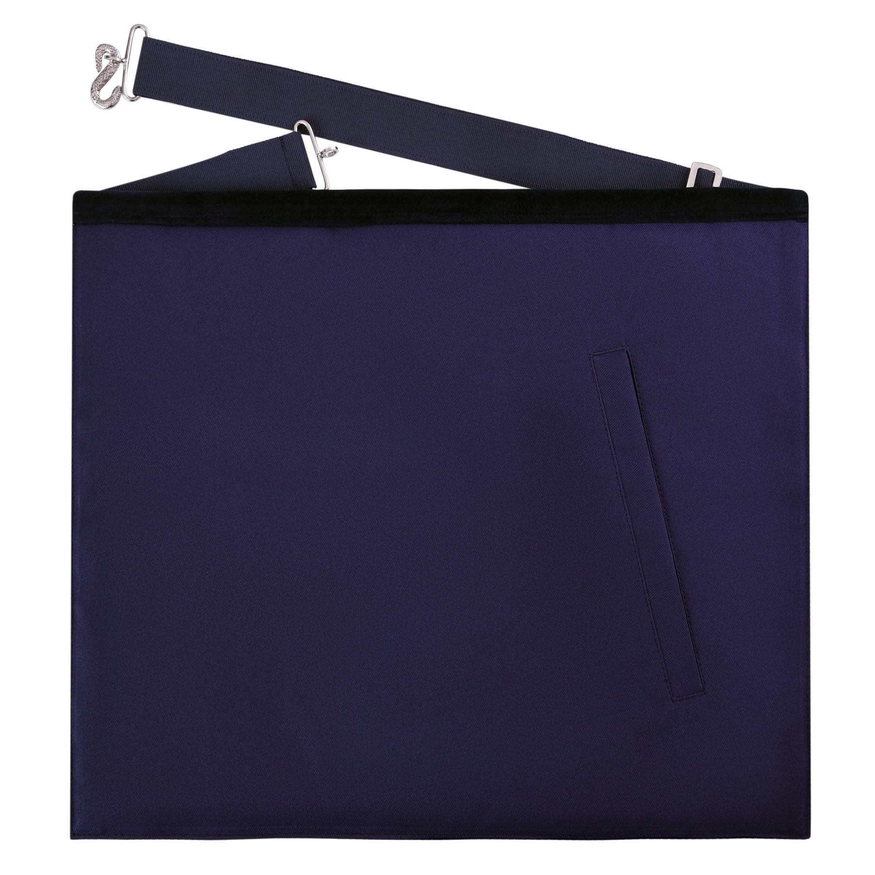Historian Blue Lodge Officer Apron - Kenton Lodge Navy Velvet With Silver Embroidery Thread - Bricks Masons