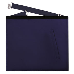 Historian Blue Lodge Officer Apron - Kenton Lodge Navy Velvet With Silver Embroidery Thread - Bricks Masons