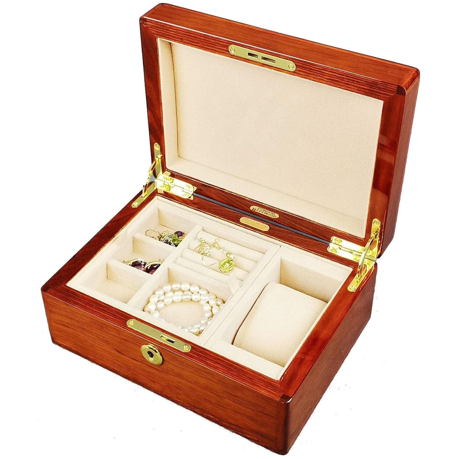 Master Mason Blue Lodge Jewelry Box - Rosewood & Soft Suede With Lock - Bricks Masons