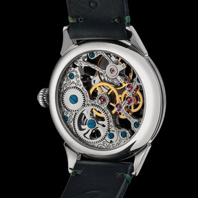 Master Mason Blue Lodge Wristwatch -  Silver Skeleton Dial Intricate Detailing - Bricks Masons