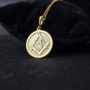 Master Mason Blue Lodge Necklace - Gold Owl With Square & Compass - Bricks Masons
