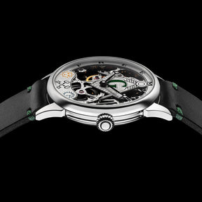 Master Mason Blue Lodge Wristwatch -  Silver Skeleton Dial Intricate Detailing - Bricks Masons