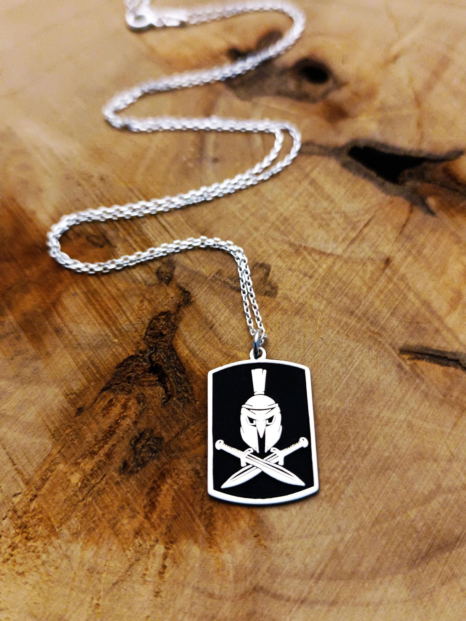 Knights Templar Necklace - Black & Silver Helmet With Swords Various Sizes - Bricks Masons