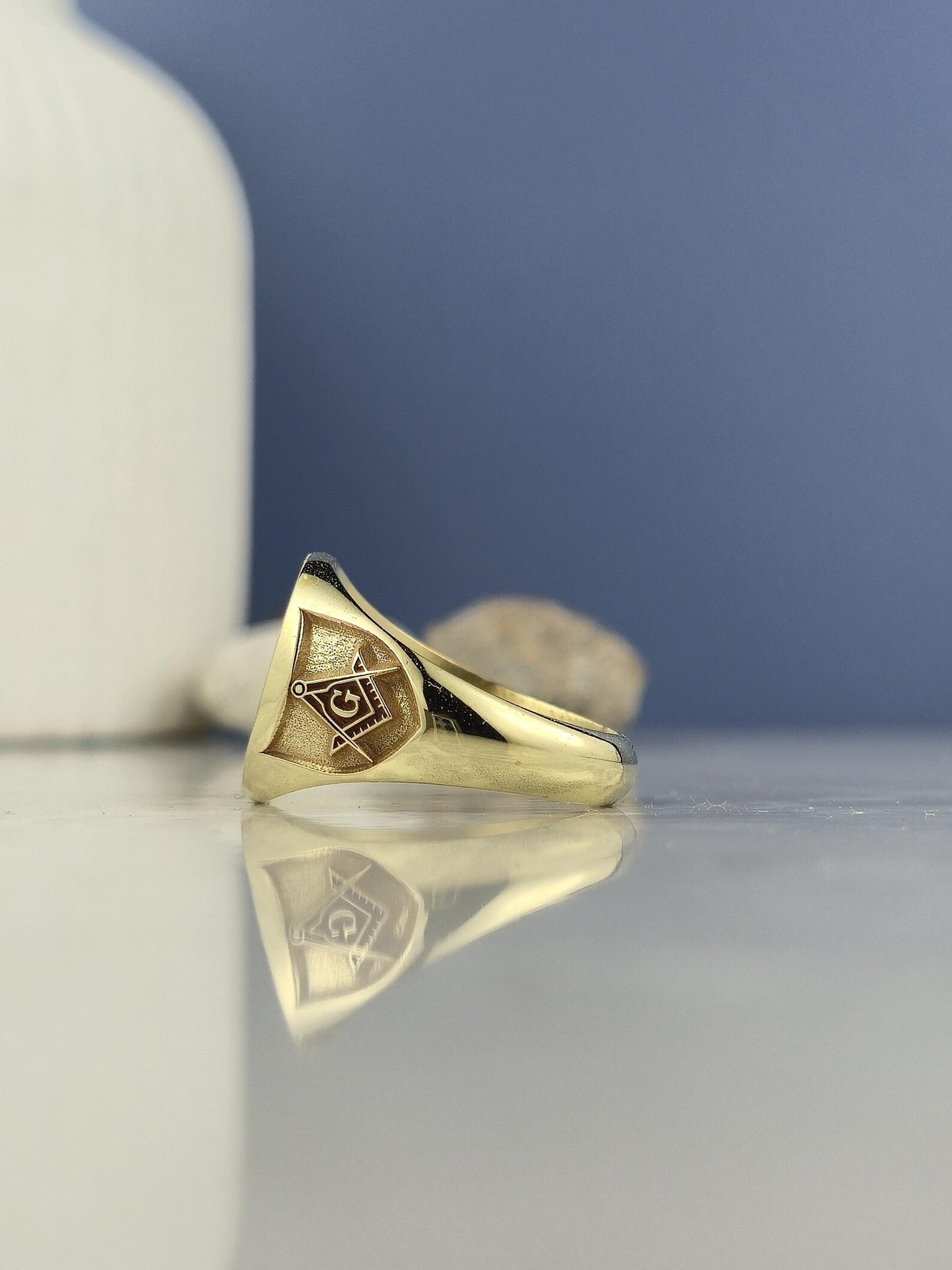 Master Mason Blue Lodge Ring - Square & Compass G with Eye of Providence - Bricks Masons