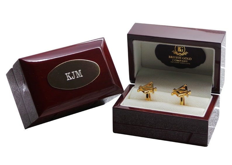 Master Mason Blue Lodge Cufflinks - Gold Personalised Luxury Set boxed Gifts - Bricks Masons