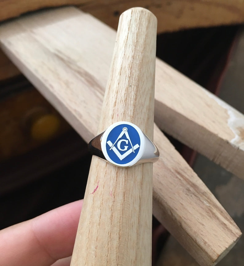 Master Mason Blue Lodge Ring - 10K to 18K Gold Various Sizes & Colors - Bricks Masons