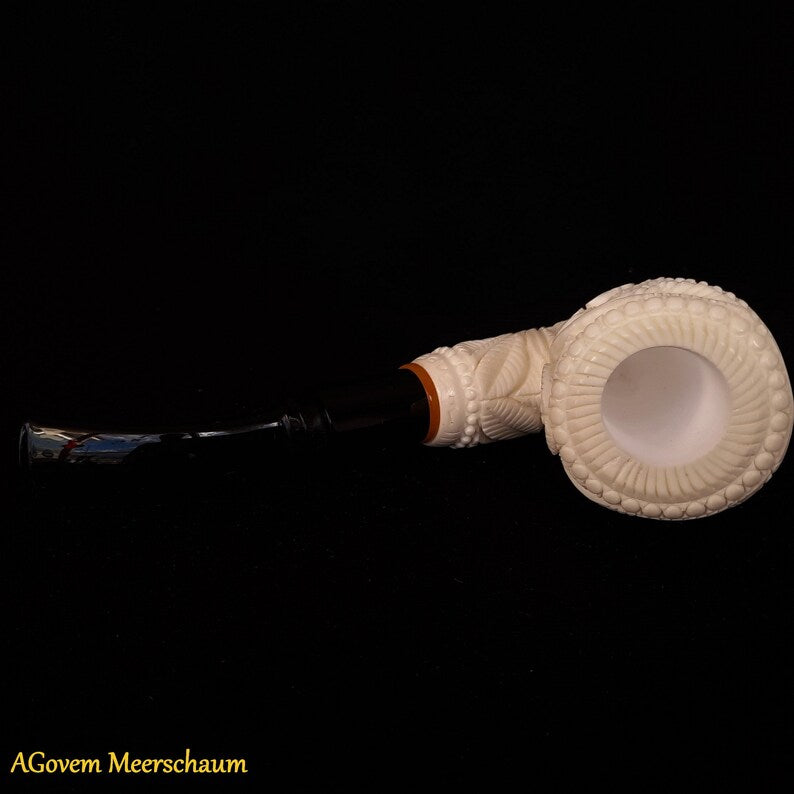 Shriners Meerschaum Pipe - Handmade Beewax With Fitter Hard Case - Bricks Masons