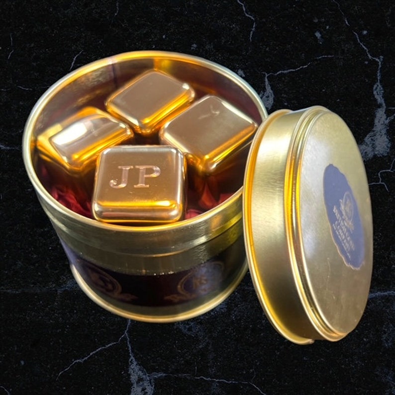 Master Mason Blue Lodge Reusable Ice Cubes - Gold Tongs Slate Coaster 6 Piece Gift Set - Bricks Masons