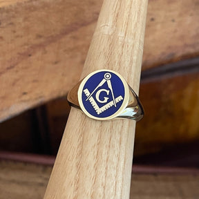 Master Mason Blue Lodge Ring - 10K to 18K Gold Various Sizes & Colors - Bricks Masons