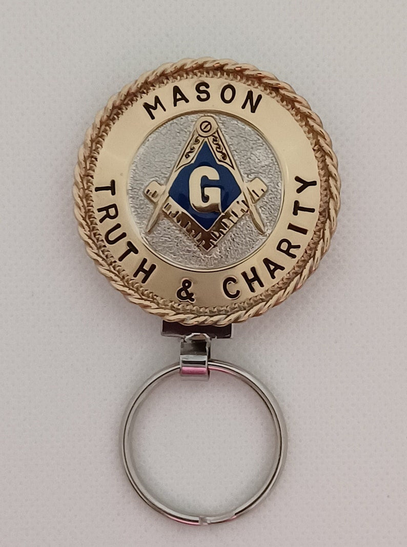 Master Mason Blue Lodge Keychain - Handcrafted Silver & Blue Truth & Charity Mason - Bricks Masons