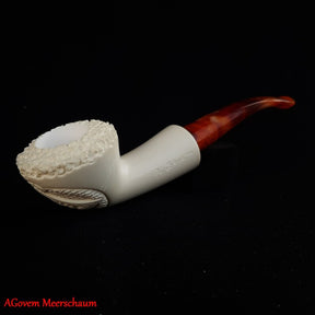 Masonic Meerschaum Pipe - Wax Coating With Fitted Case - Bricks Masons