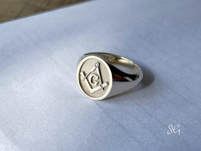 Master Mason Blue Lodge Ring - 14k & 18k Various Gold Colors - Bricks Masons
