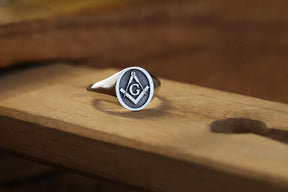Master Mason Blue Lodge Ring - Gold Plated 925 Sterling Silver Various Sizes - Bricks Masons