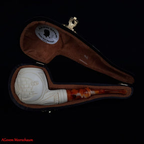 Eye Of Providence Meerschaum Pipe - Handmade With Fitted Velvet Case - Bricks Masons