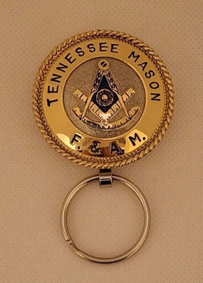 Past Master Blue Lodge Keychain - Handcrafted Gold & Blue Tennessee Mason - Bricks Masons