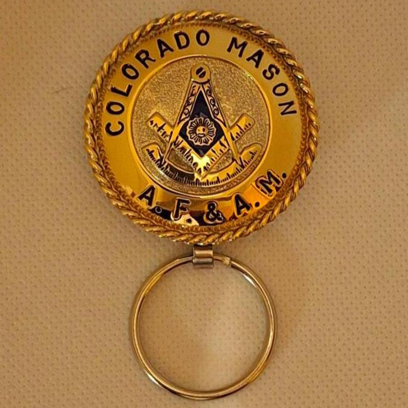 Past Master Blue Lodge Keychain - Handcrafted Colorado Mason Square & Compass with Quadrant - Bricks Masons