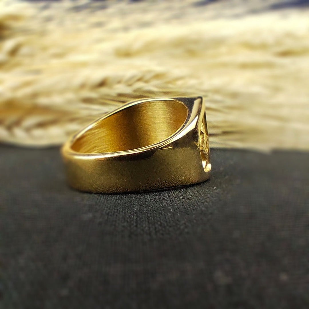 Master Mason Blue Lodge Ring - Square Shape With Eye of Providence Gold & Silver - Bricks Masons